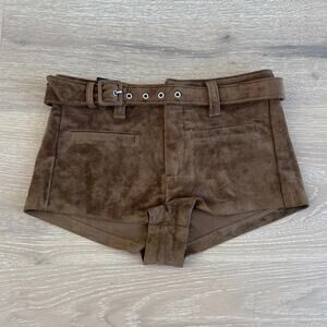 Blank NYC Micro Shorts Faux Suede Belted Size 24 Brown